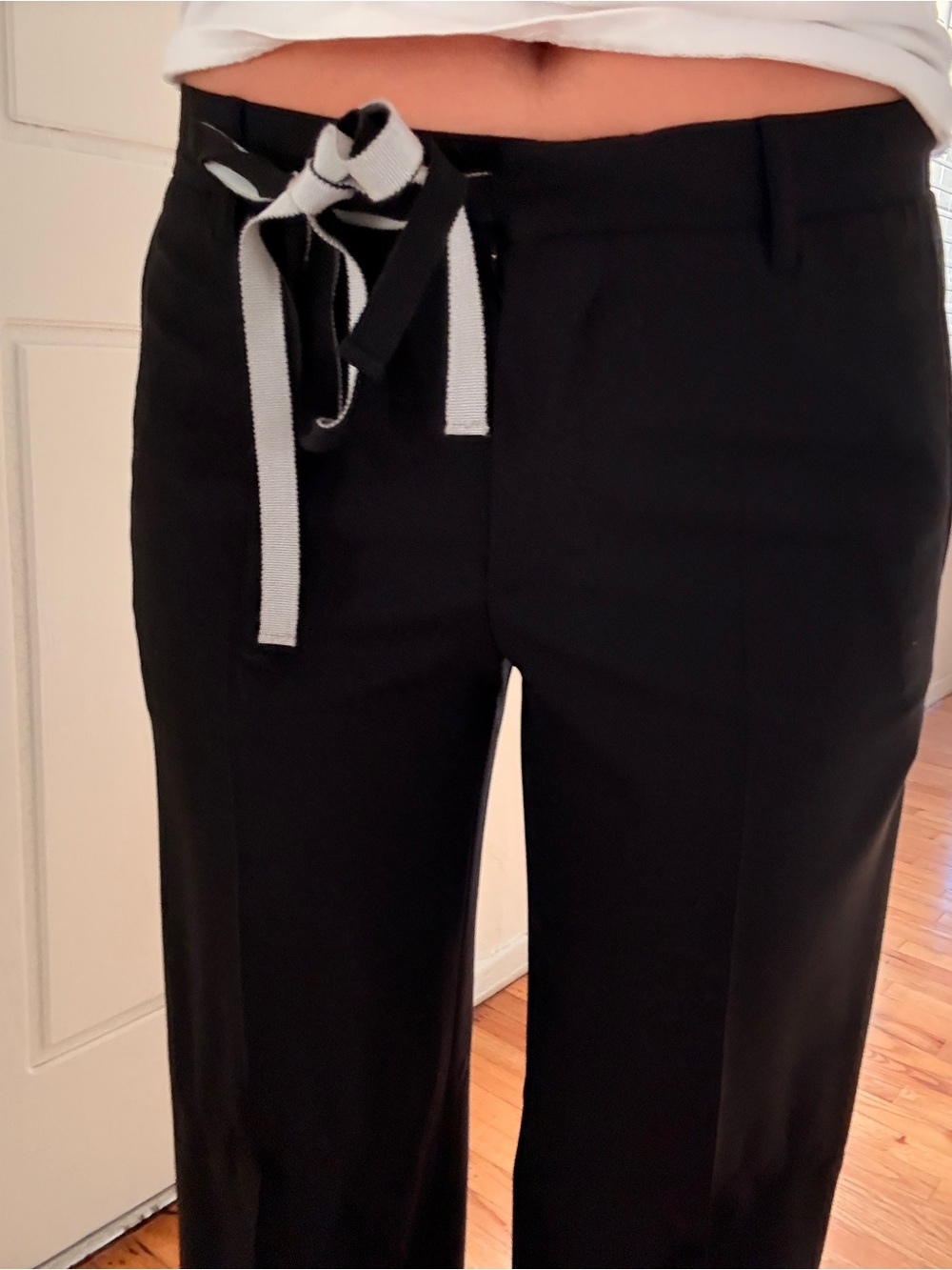 Vintage black pants with Waist Tie
